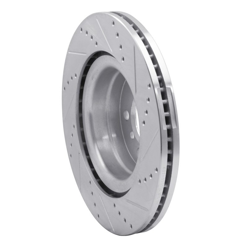 Land Rover Range Rover Brake Rotor (1) - Front Left - R1 Concepts - Drilled & Slotted - Silver - `06-`09